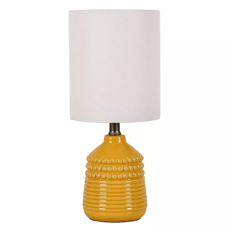 Yellow Dot Ceramic Mini Table Lamp with Shade, 12"