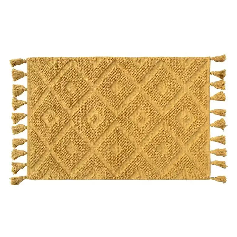 Yellow High-Low Diamond Handwoven Accent Rug, 27x45