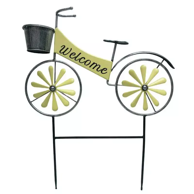 Yellow Metal Bike Yard Stake, 28"