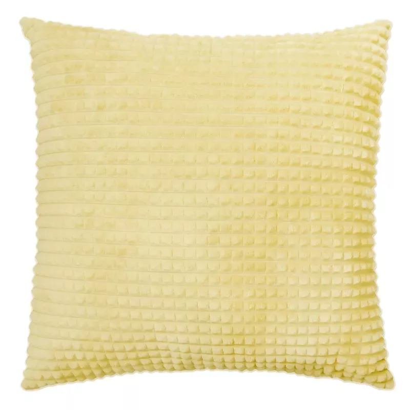 Yellow Plush Check Throw Pillow, 24"