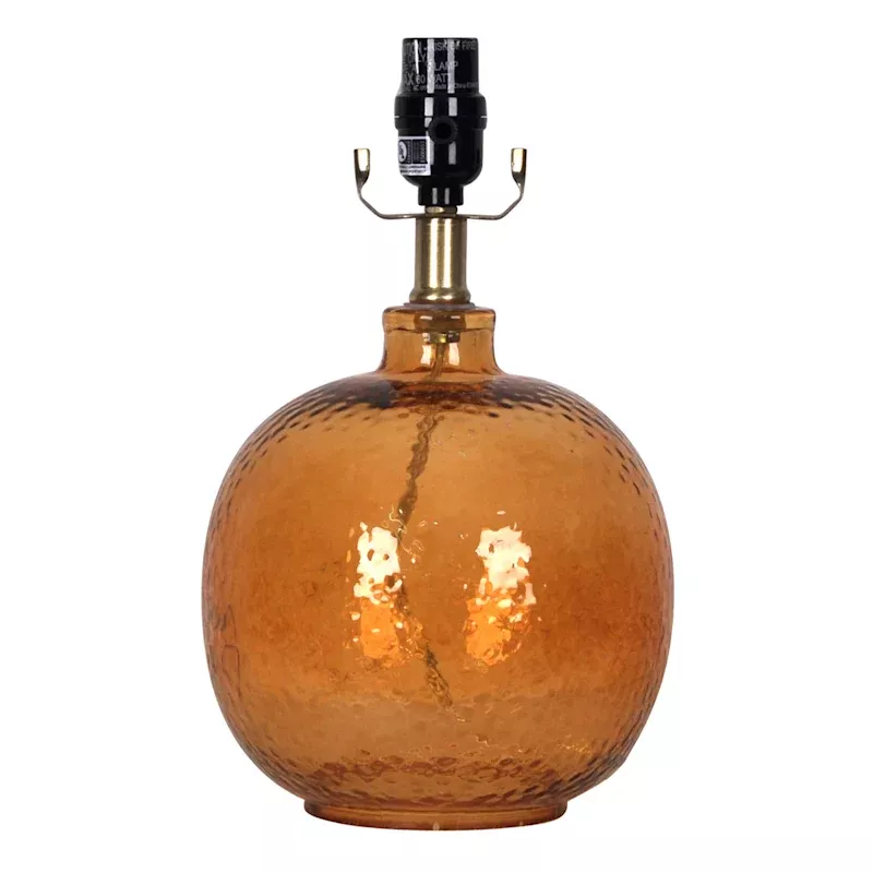 Yellow Textured Glass Lamp Base, 13"