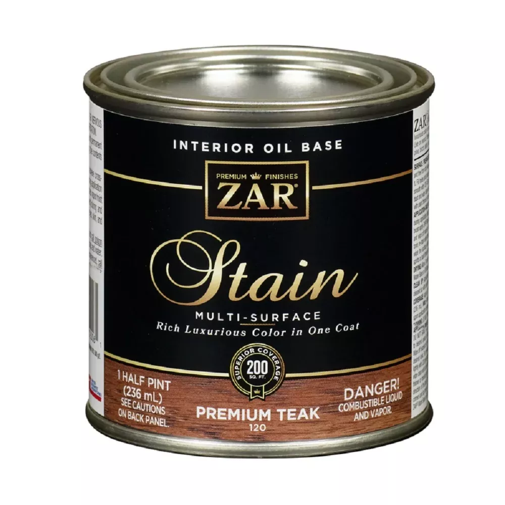 Zar 12006 Semi-Transparent Oil-Based Wood Stain, 1/2 pt., Premium Teak