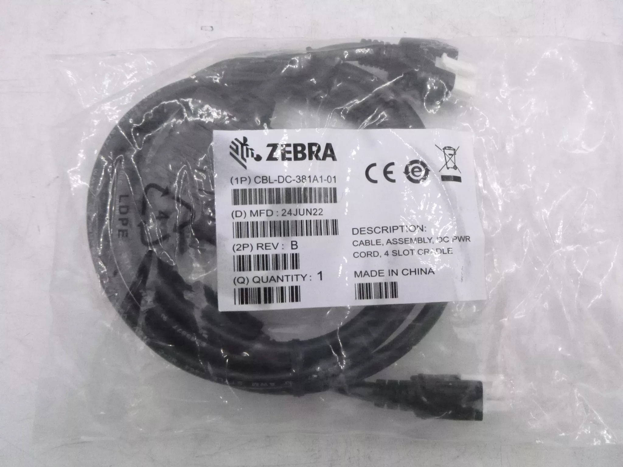 Zebra CBL-DC-381A1-01 DC Power Cord Cable Assembly 4 Slot Cradle