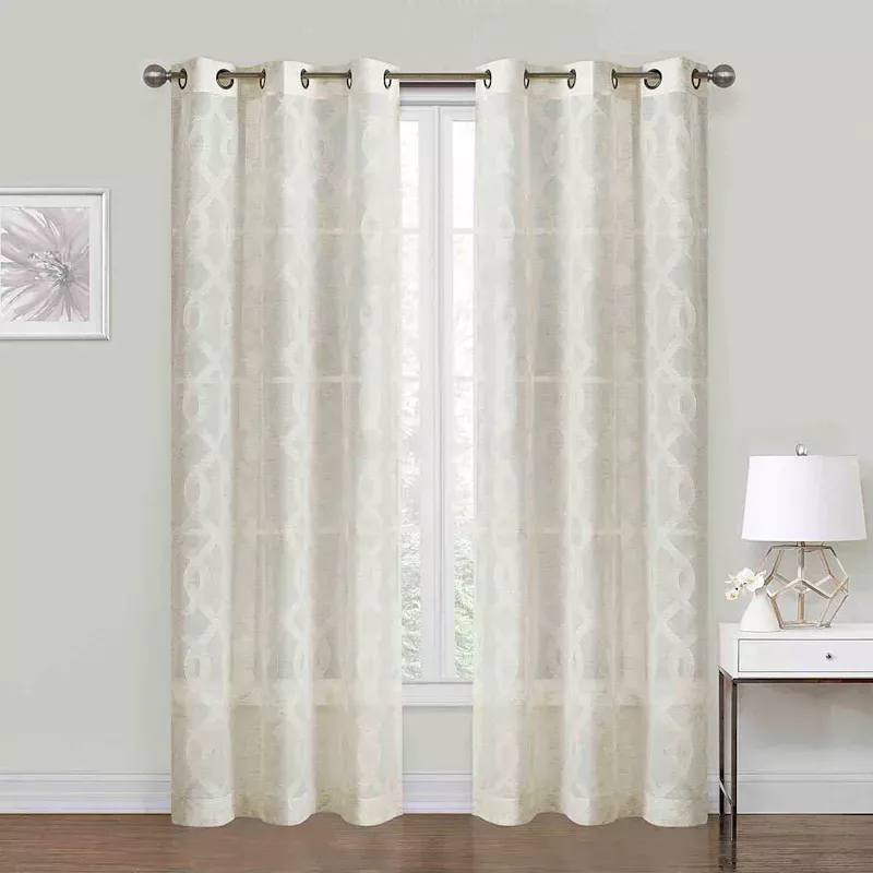 Zoey Natural Clipped Sheer Curtain Panel, 84"