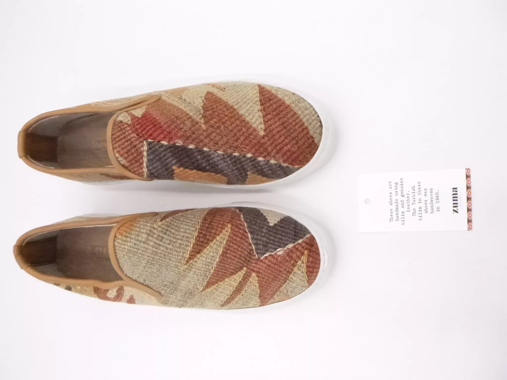 Zuma Imports Handmade Turkish Kilim & Genuine Leather Sneakers 41 EU 8 US